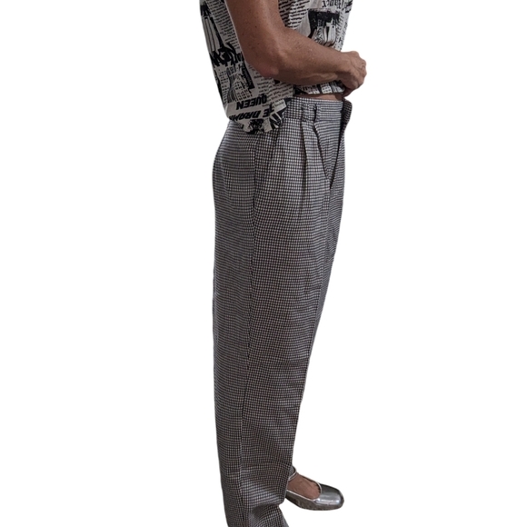 Vintage Retro Casual Corner Black White Houndstooth High Waisted Slacks Size 12P - Picture 4 of 11